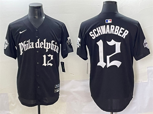 Men's Philadelphia Phillies Custom Black Gothic Vapor Limited Stitched Jersey